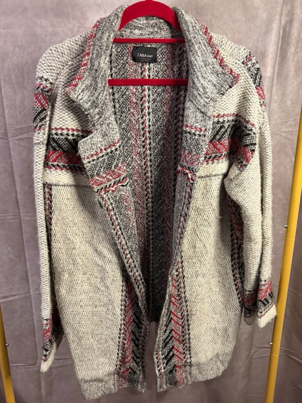 Zara Knit Chunky Cardigan Boho Open Front Sweater M Cozy Layer